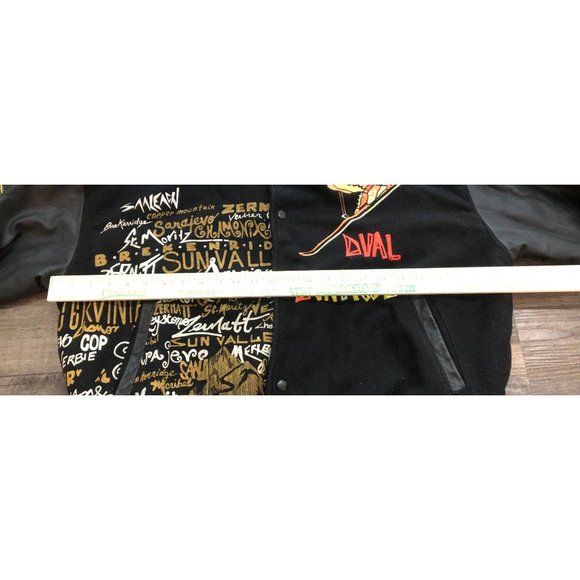 Dual Control Mens Large Black Ski Skiing All Over Print Button Up Jacket Vintage - Picture 8 of 9